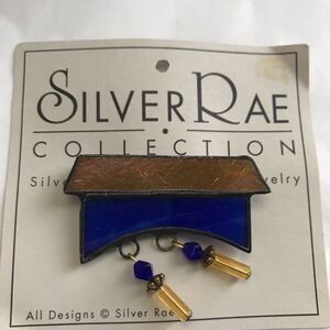 NWT Vintage dead stock silver and blue glass by Silver Rae.